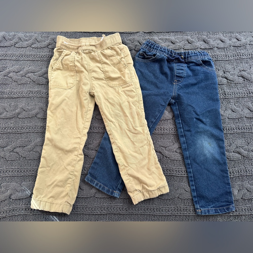 Falls Creek Kids Khaki & American Hawk Denim Elastic Waist Pants (Boys 4T)